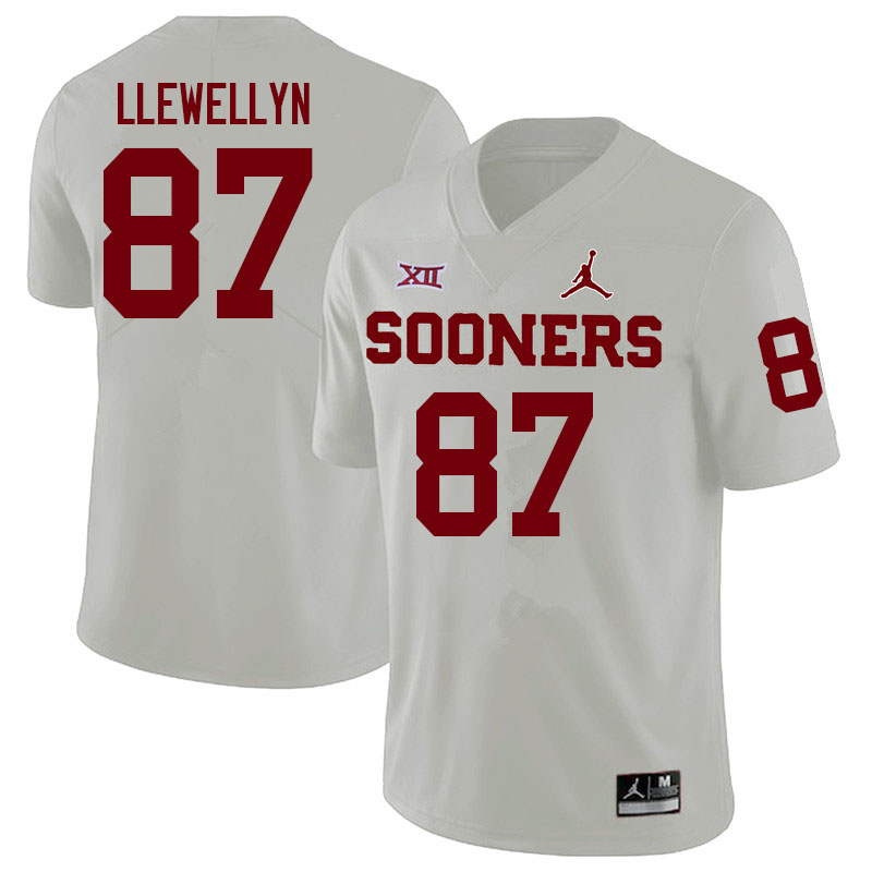 Men #87 Jason Llewellyn Oklahoma Sooners College Football Jerseys Sale-White